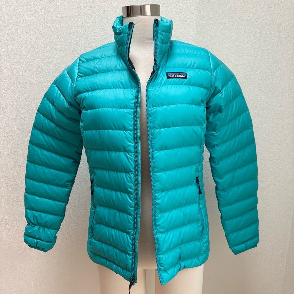 Patagonia Down Sweater Puffer Jacket Lightweight Packable Teal Blue Size Small - Picture 2 of 12